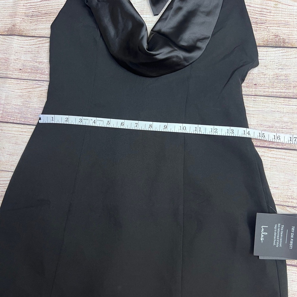 NWT Lulus Perfected Finesse Black Cowl Halter A-Line Mini Dress Size Small - Picture 7 of 10